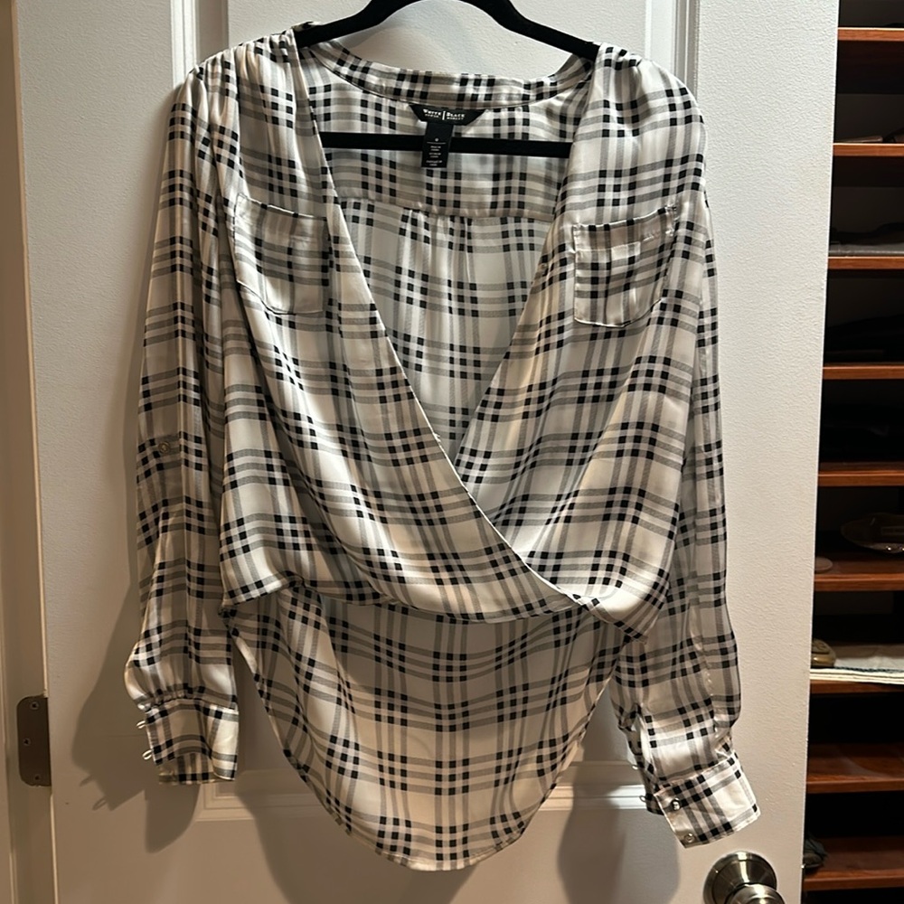 White House Black Market Plaid Blouse
